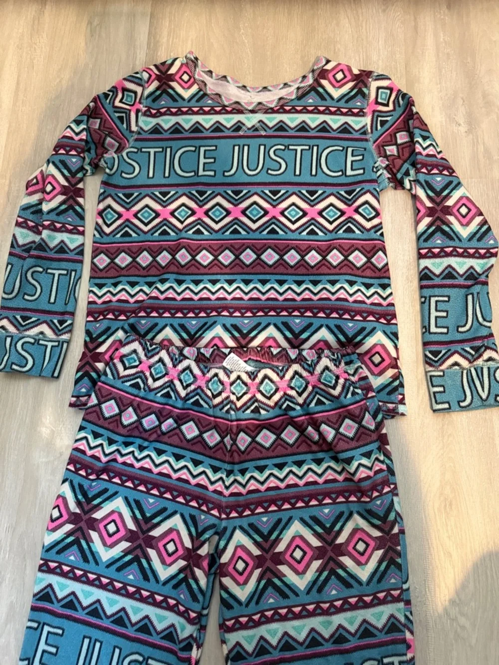 Justice Girls Aztec Lounge Pajama Set - Teal, Pink, Purple